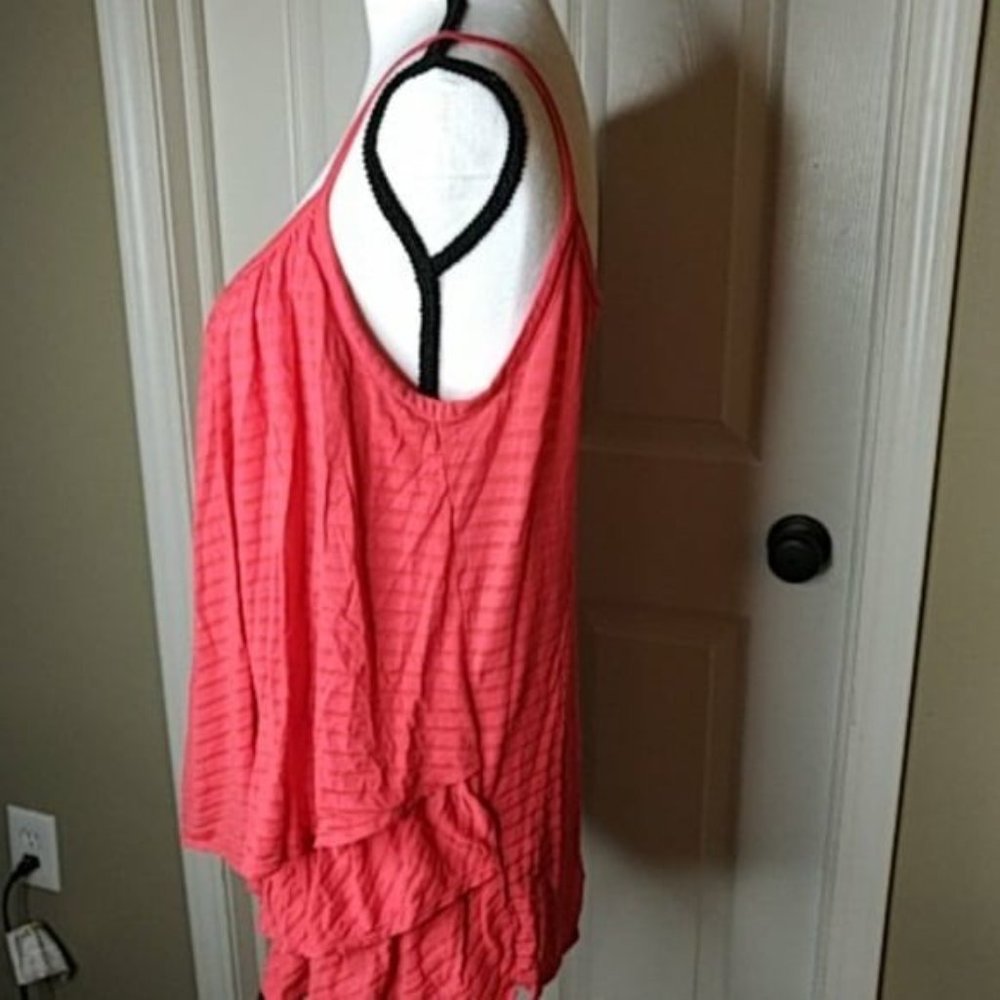 Avenue Spaghetti Strap Tank Red Ruffled Sz 14 16 - Picture 3 of 6